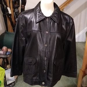 Nine West Black Genuine Leather Jacket